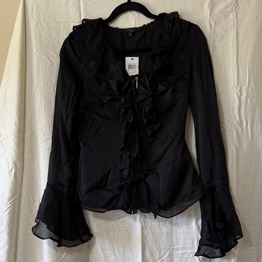 Guess Sana Ruffle Blouse in black - Picture 4 of 8